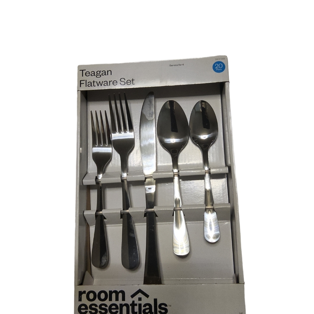 Flatware set 20 piece Stainless steel sold,  services for 4